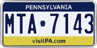 PA license plate MTA7143