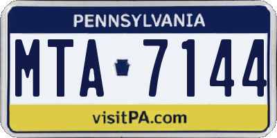 PA license plate MTA7144