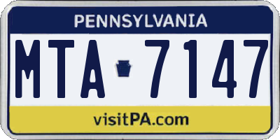 PA license plate MTA7147
