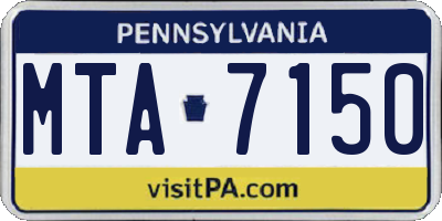 PA license plate MTA7150