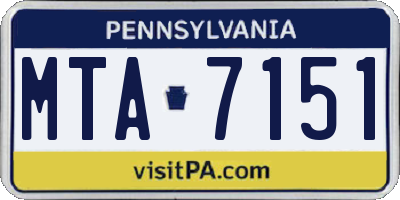 PA license plate MTA7151