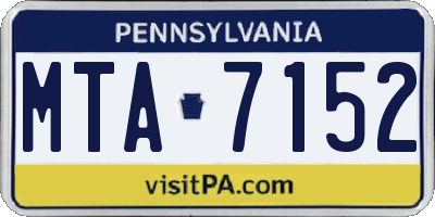 PA license plate MTA7152