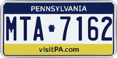 PA license plate MTA7162