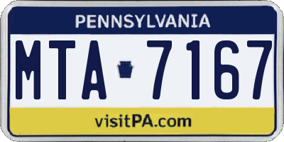 PA license plate MTA7167