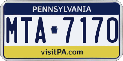 PA license plate MTA7170