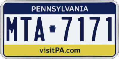 PA license plate MTA7171