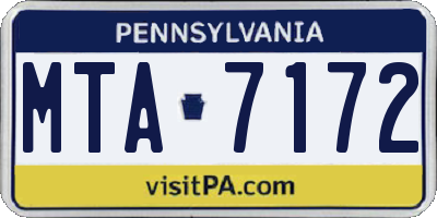 PA license plate MTA7172