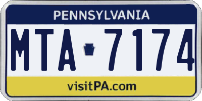 PA license plate MTA7174