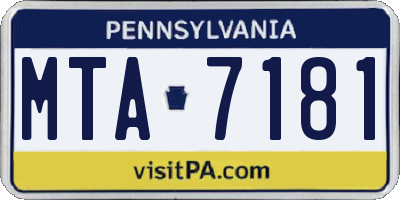 PA license plate MTA7181