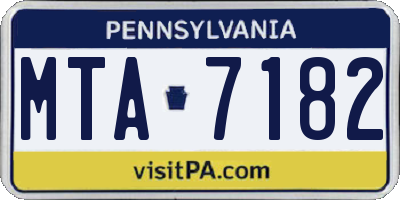 PA license plate MTA7182