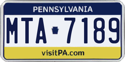 PA license plate MTA7189