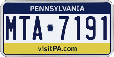 PA license plate MTA7191