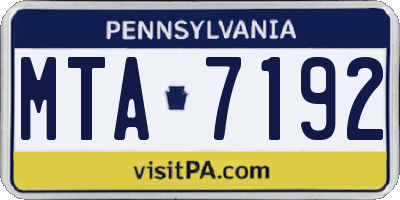 PA license plate MTA7192