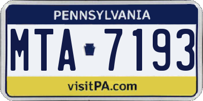 PA license plate MTA7193