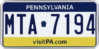 PA license plate MTA7194