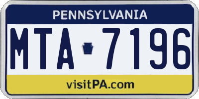 PA license plate MTA7196