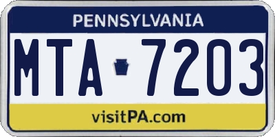 PA license plate MTA7203