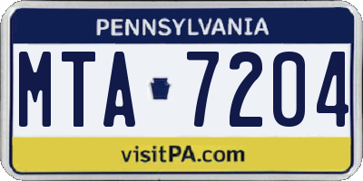 PA license plate MTA7204