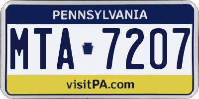 PA license plate MTA7207