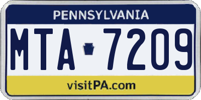 PA license plate MTA7209