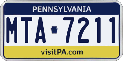 PA license plate MTA7211