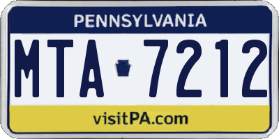 PA license plate MTA7212