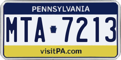 PA license plate MTA7213