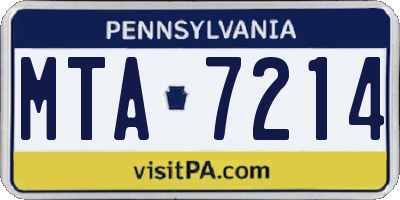 PA license plate MTA7214