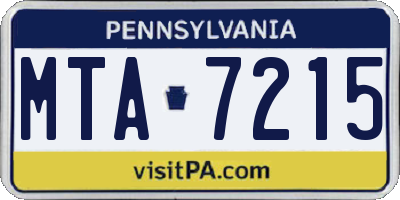 PA license plate MTA7215