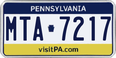 PA license plate MTA7217