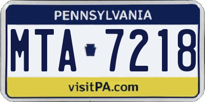 PA license plate MTA7218