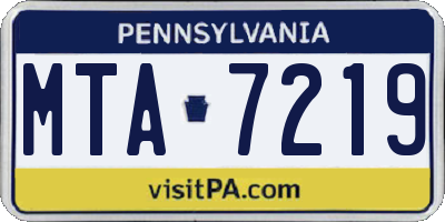 PA license plate MTA7219