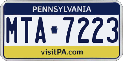 PA license plate MTA7223