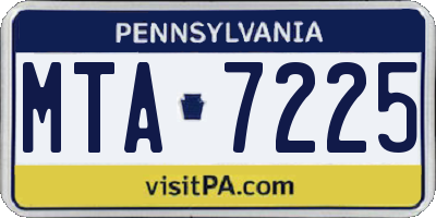 PA license plate MTA7225