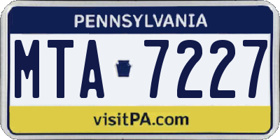 PA license plate MTA7227