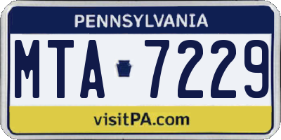 PA license plate MTA7229