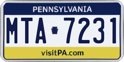 PA license plate MTA7231