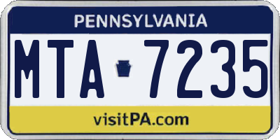 PA license plate MTA7235