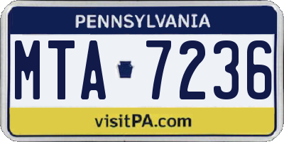 PA license plate MTA7236