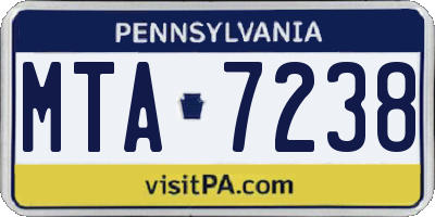 PA license plate MTA7238