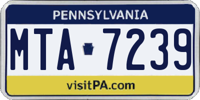 PA license plate MTA7239