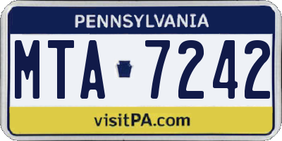 PA license plate MTA7242