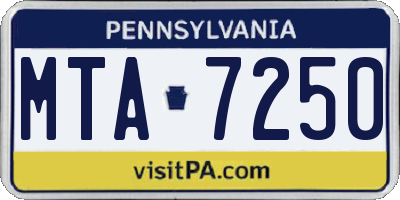 PA license plate MTA7250