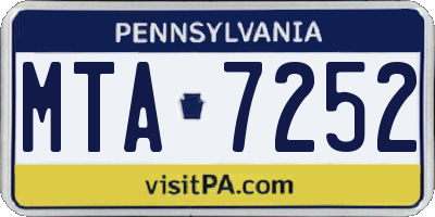 PA license plate MTA7252