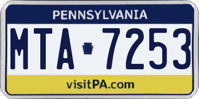 PA license plate MTA7253