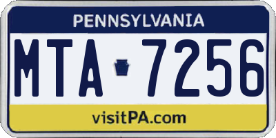 PA license plate MTA7256