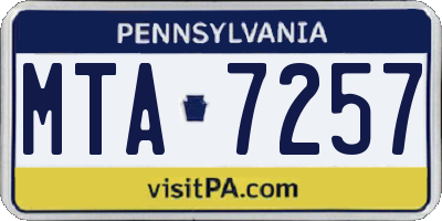 PA license plate MTA7257