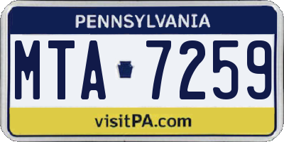 PA license plate MTA7259