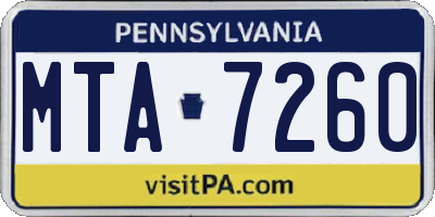 PA license plate MTA7260