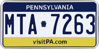 PA license plate MTA7263